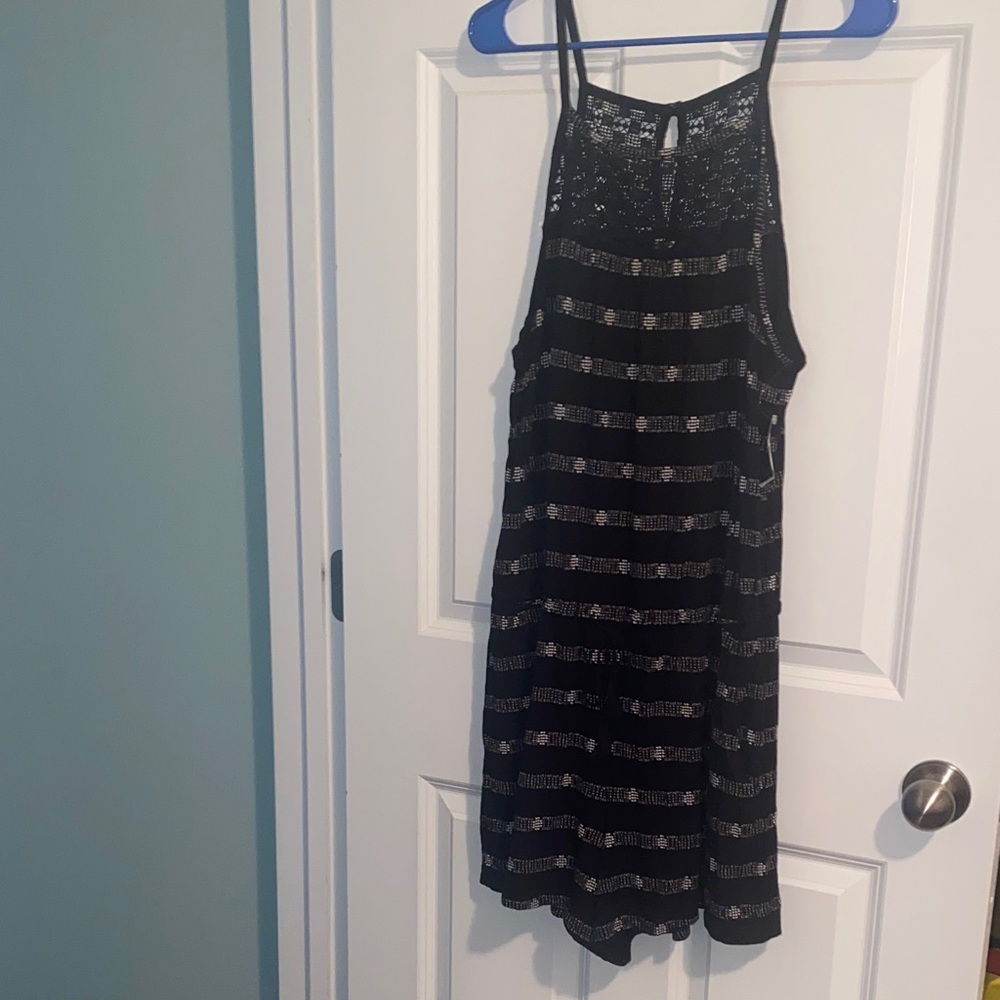 Old Navy Black and Silver Striped Jumpsuit romper nwt women’s xl